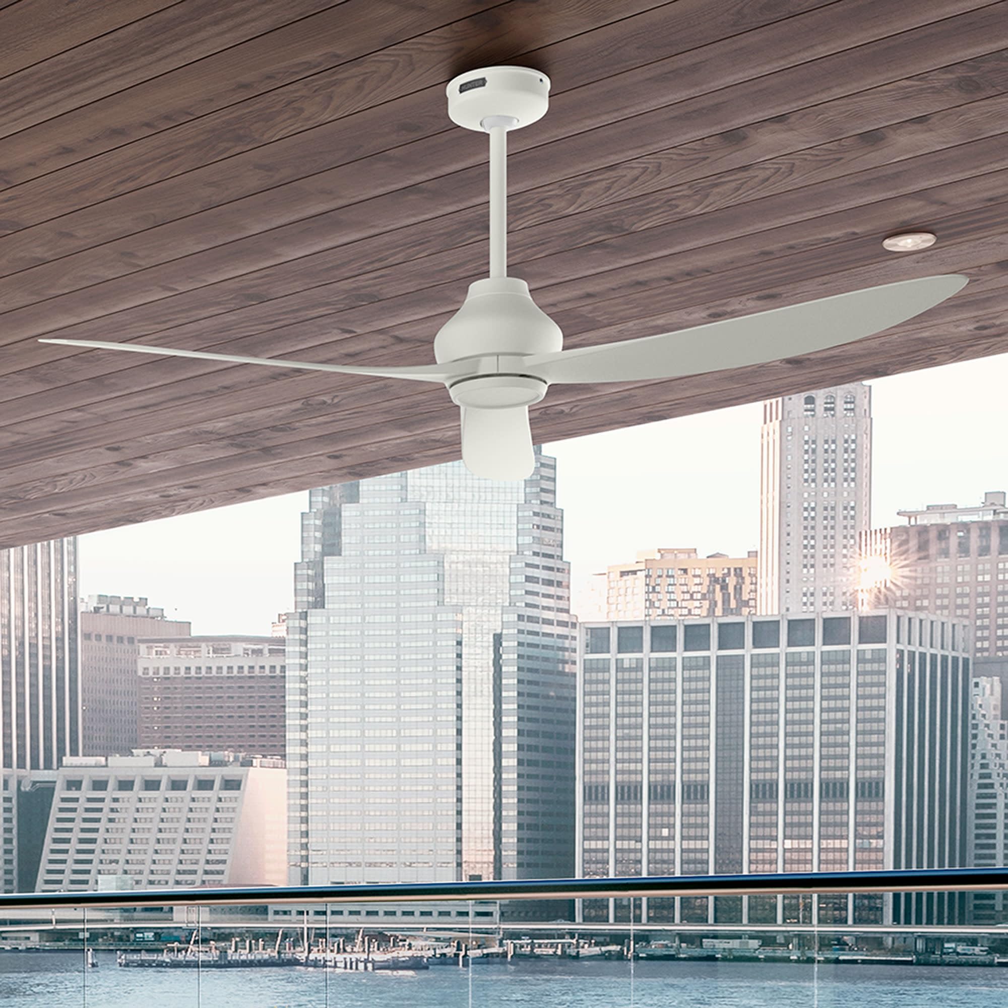 扇風機・サーキュレーター SOPHNET. WDS NECK FAN WIND AND SEA WHITE Hunter - Mazzini Indoor/Outdoor Ceiling Fan, Remote, (Matte White